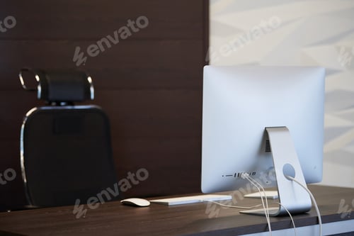 Preview: Modern workplace. Office work place for designer. Minimal desktop area for productive work
