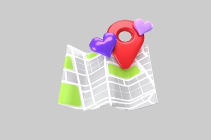 Preview: Cartoon location hearts map celebration