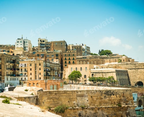 Preview: houses and roofs of Valletta in Malta from high