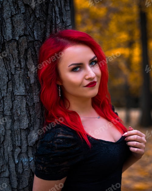 Preview: Young woman Posing in studio for New Year and Christmas