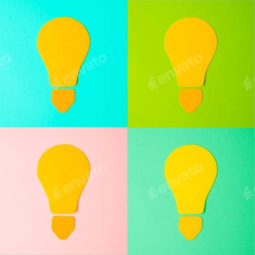 Preview: Different ideas brainstorming concept. Colorful. Collage.