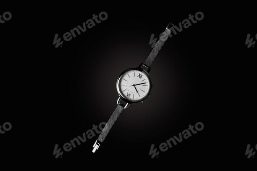 Preview: Black wristwatch on a black background