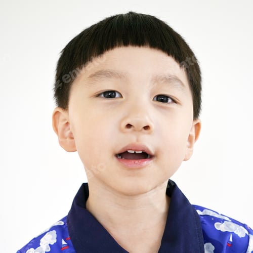 Preview: close-up portrait of child. funny little boy. Portrait Kid boy hair style.
