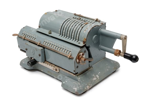 Preview: Grey vintage mechanical pinwheel calculator