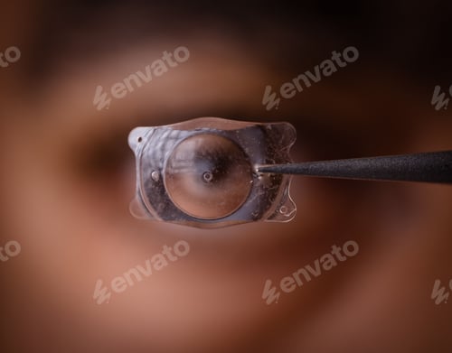 Preview: Close-up of a hand holding a contact lens