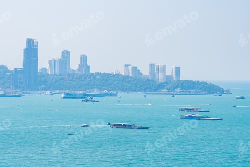 Preview: Beautiful outdoor landscape and seascape with sea ocean bay in Pattaya city