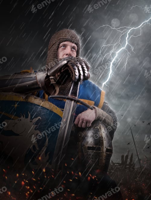 Preview: Lightning strikes a knight on battlefield.
