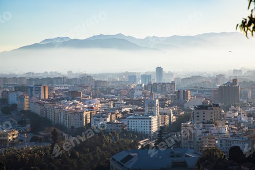Preview: view over Malaga at sunset travel banner