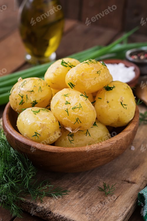 Preview: Boiled new potatoes seasoned with dill and butter