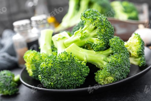 Preview: Fresh raw broccoli on board