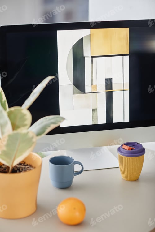 Preview: Artistic Workspace Featuring Modern Art Piece