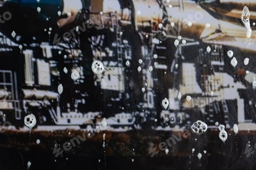 Preview: Background Wet- Raindrop Realistic. Water Splash Shower- Bad Weather. Window- Soap Foam. Rainwater