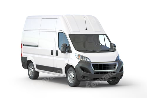 Preview: White commercial delivery van isolated on white
