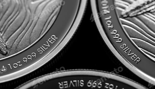 Preview: Close up of Silver Bullion Coin on a black mirror background