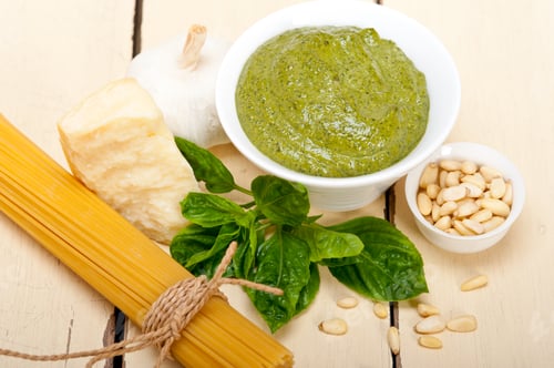 Preview: Italian traditional basil pesto pasta ingredients