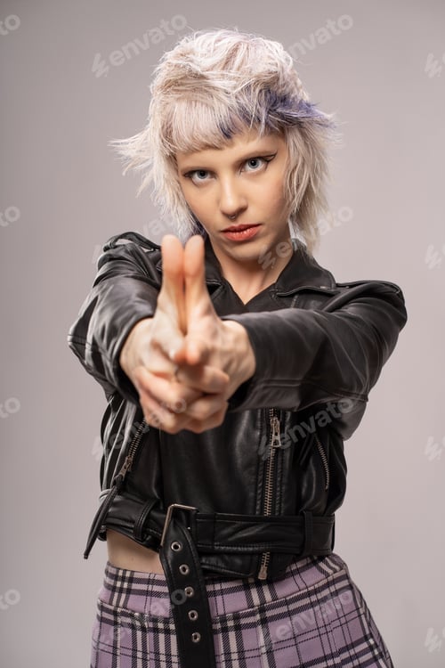 Preview: Edgy Punk Fashion Pose - alternative and rebellious style attitude
