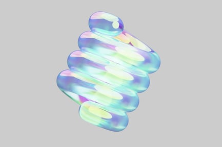 Iridescent glass blob spiral