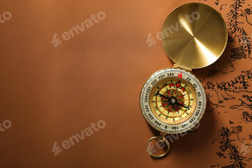 Preview: Sea travel concept. Vintage compass with map