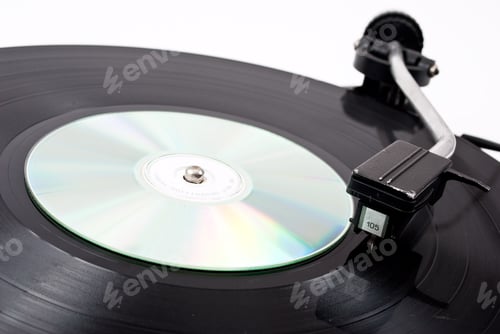Preview: Vinyl player and compact disk
