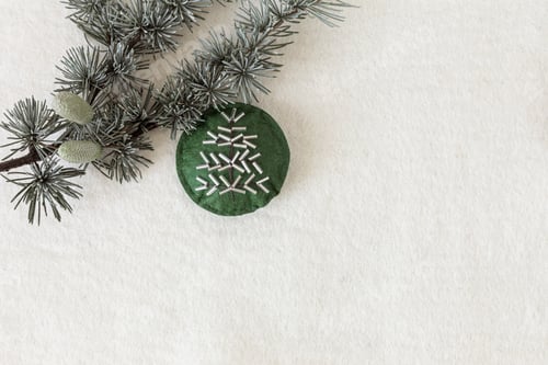 Preview: Top view of handmade christmas ornaments made of felt
