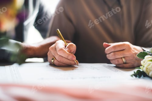 Preview: Hand Signing Marriage License Wedding Ceremony