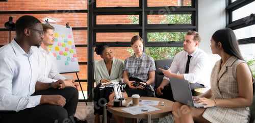 Preview: Group of diverse business people working together in the office,