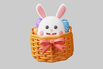 Preview: Basket with bunny and eggs.