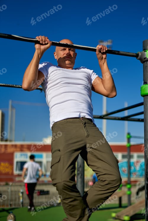 Preview: Workout Lifestyle Concept.Aman Doing A Bar Exercise.