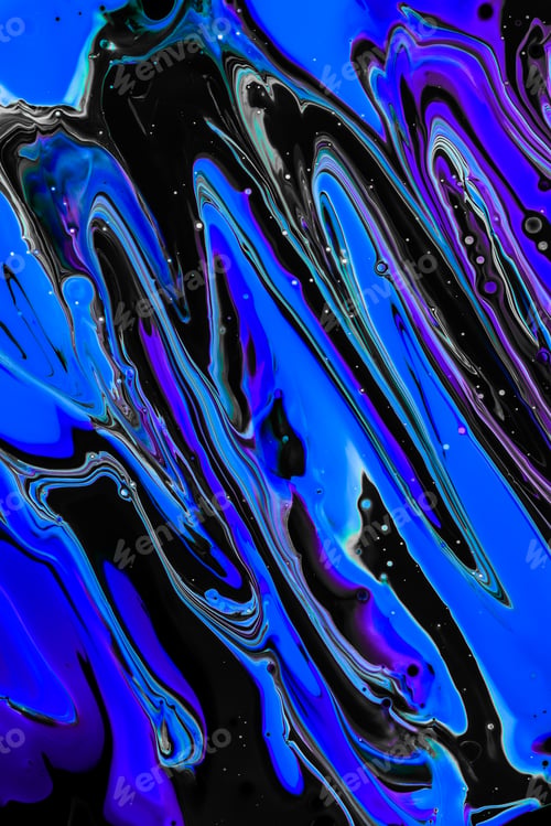 Preview: Close-up shot of thick paint of various bright colors flowing down and mixing together