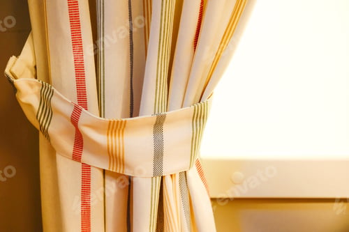 Preview: The Curtain Hangs On A Horizontal Bar. Against The White Wall.