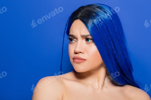 Preview: vibrant youth, self expression, emotional, portrait of young woman with dyed hair