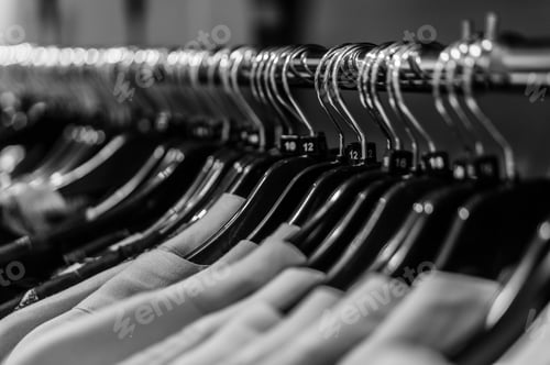 Preview: Row of cloth-racks. Many racks of clothes