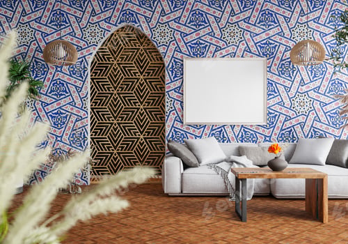 Preview: 3D illustration Mockup photo frame in living room rendering