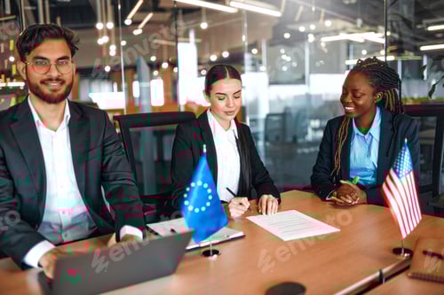 Preview: Diplomatic negotiations between countries in the office