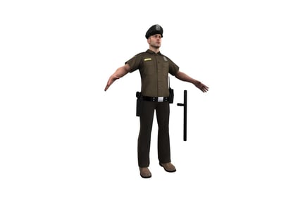 Preview: Police officer in khaki uniform with extended arms