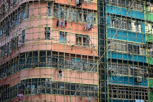 Preview: bamboo scaffolding of repairing old building