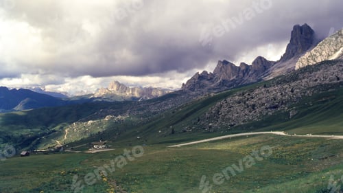 Preview: Mountain landscape along the road to Giau Pass, Dolomites, Italy