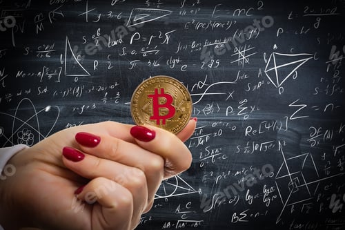 Preview: bitcoin on the background of formulas