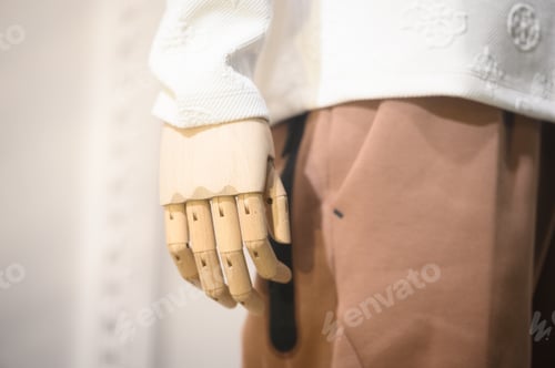 Preview: Artificial hand made of wood on a manikin