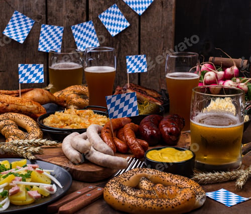 Preview: Oktoberfest dishes with beer, pretzel and sausage