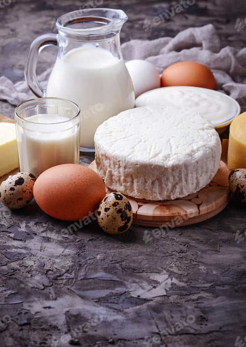 Preview: Milk, cottage cheese, sour cream, butter, eggs