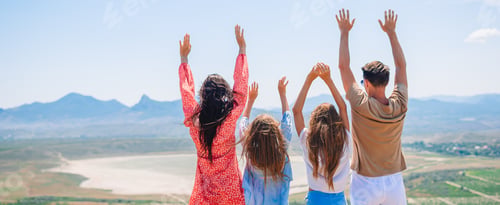 Preview: Happy family on vacation in the mountains