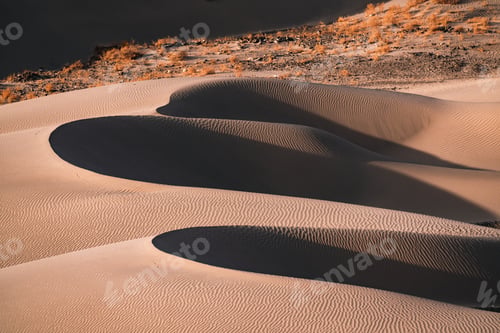 Preview: Golden sand dunes of Nubra Valley nestled in the high-altitude cold desert of Ladakh, India