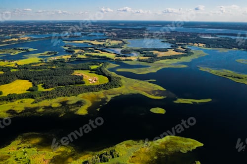 Preview: Top view of the Snudy and Strusto lakes in the Braslav lakes National Park, the most beautiful lakes