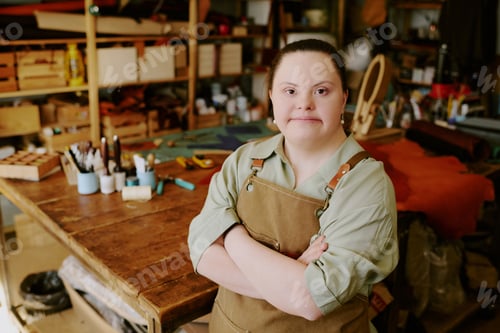 Preview: Portrait of Female Atelier Worker with Down Syndrome