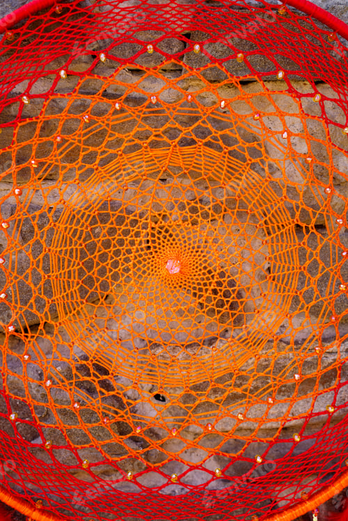 Preview: Handmade dream catcher with feathers threads and beads rope hanging