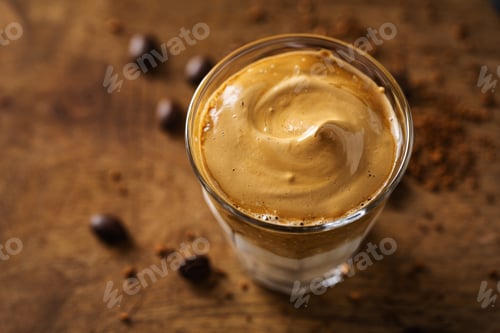 Preview: Dalgona coffee with whipped foam in cup