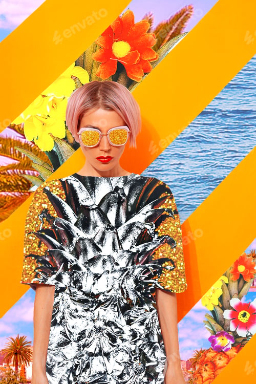 Preview: Contemporary minimal art tropical girl