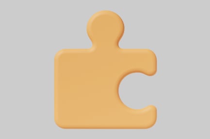 Peça de quebra-cabeça tridimensional abstrata com recorte curvo.