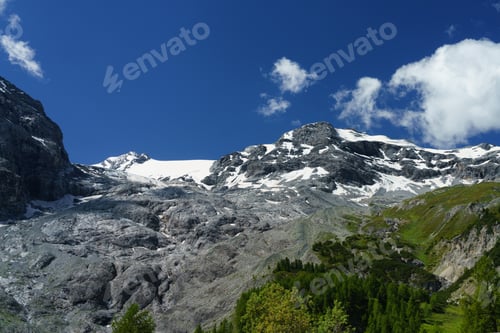 Preview: Mountain landscape along the road to Stelvio pass at summer
